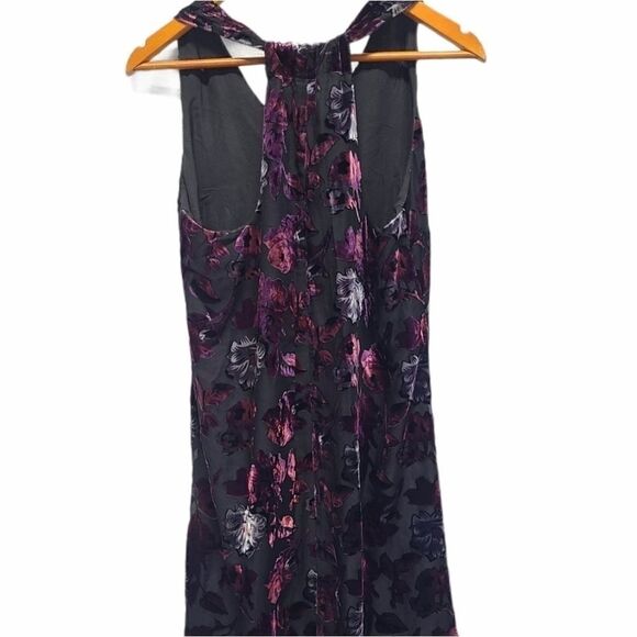 BB DAKOTA Floral Velvet Black/Wine Mini Party Dress Size Small - Picture 4 of 10